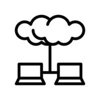 laptop Cloud data computing line icon vector