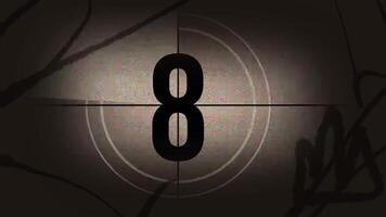 Countdown alt Film von 10 zu 0 Nummer. Jahrgang alt Film Film Timer Anzahl im grau retro Stil Animation video