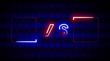 VS versus bars neon animated versus vs bars neon multilayer co op team with hexagonal background. video