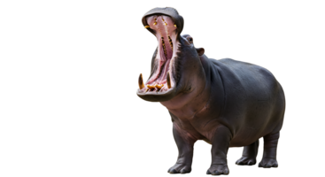 A hippo with its mouth open png