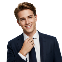 A man in a suit and tie is smiling png
