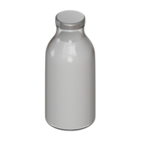 alto detalle 3d hacer de un vaso botella con Leche metido en un lustroso superficie con suave Encendiendo y reflexiones png
