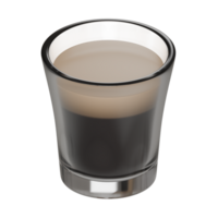Photorealistic 3D rendering of a freshly pulled espresso shot served in a small transparent glass, perfect for digital and print use png