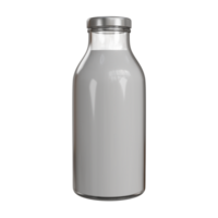3d hacer de un vaso botella con Leche metido en un lustroso superficie con suave Encendiendo y reflexiones png
