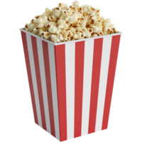 Popcorn in red striped container Image, Popcorn isolated on transparent background, Popcorn illustration png