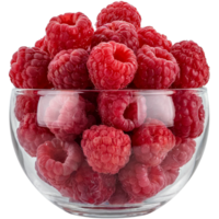 Raspberries in a transparent glass bowl Image, Raspberry isolated on transparent background, Raspberry illustration art png