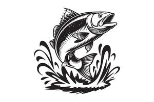 bass fishing black vector