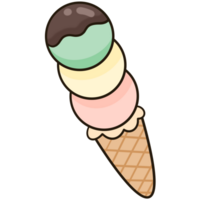 3 scoops of lemon curd ice cream cone topped with chocolate sauce, vanilla and strawberry png