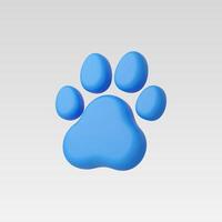 A smooth, blue paw print icon on a light background. vector