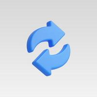 Two blue arrows symbolizing refresh and transformation in 3D style. vector