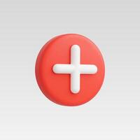 A vibrant red plus icon with a white symbol, minimal and modern design. vector