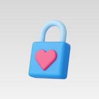 A colorful 3D padlock with a heart, symbolizing love and security. vector