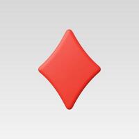 A glossy red diamond shape on a smooth light gray background. vector