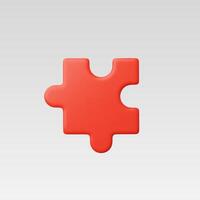 A vibrant red puzzle piece on a minimalistic background. vector