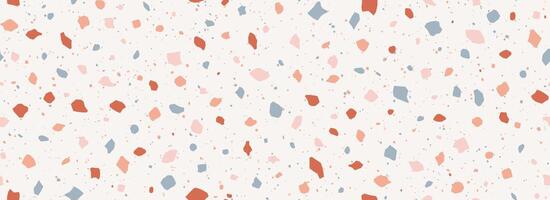 Light beige Terrazzo seamless pattern. Repeating granite stone texture. Colored Italian mosaic surface design for paving, floor tile swatch, decoration. Venetian marble background concept vector