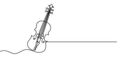simple continuous one line drawing illustration of violin, Simple Illustration for Minimalist Design vector