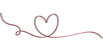 Hand drawn doodle heart, Continuous one line art drawing illustration vector