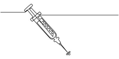 continuous une line drawing of syringe single line of syringe illustration vector