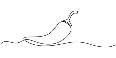 red chili peppers illustrated in one continuous line drawing, Simplified design for spices and flavor themes. vector