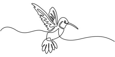 Humming bird continuous one line drawing illustration vector