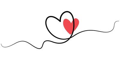 Heart shape outline, Continuous one line drawing icon vector