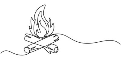 Campfire Continuous one line drawing vector