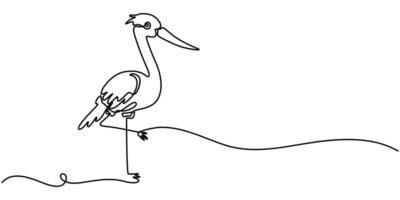 Egret in continuous line art drawing style. Minimalist black linear sketch isolated on white background vector