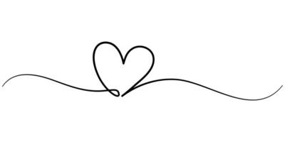 Hand drawn doodle heart, Stroke is editable so you can make it thiner or thicker, Continuous one line art drawing seamless vector