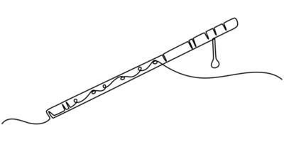 A single line drawing of a flute. Continuous line flute icon. One line icon illustration, Black and white illustration vector