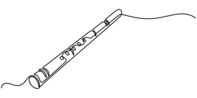A single line drawing of a flute, Continuous line flute icon, One line icon illustration vector