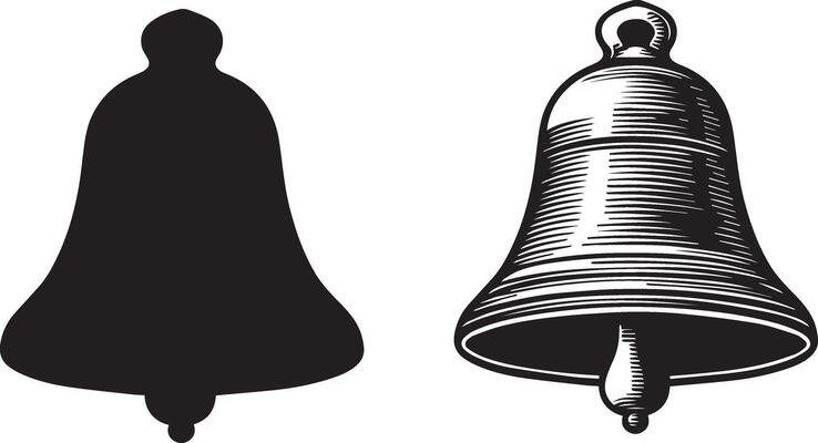 Vintage Bell Silhouette and Illustration