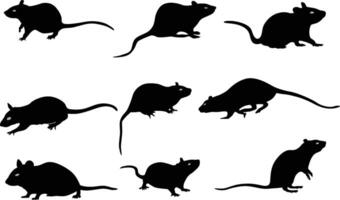 Set of rat silhouette illustration in various pose vector