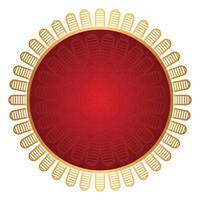 Luxury red and golden circle frame with vintage gold circular pattern transparent background round ornament vector