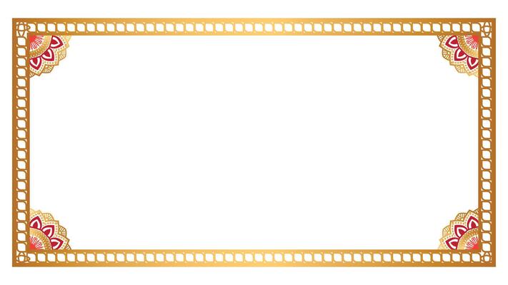 Luxury mandala floral rectangle corner certificate page border pattern line photo thai frame islamic wedding invitation background