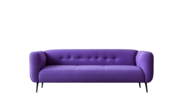 Modern purple sofa with button tufting and sleek design in a minimalist style for contemporary living spaces png