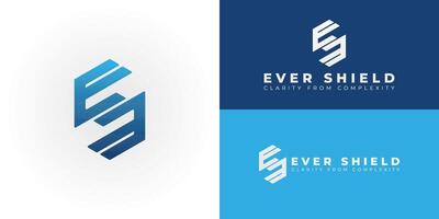 A modern logo for Data and Analytics Service companies, featuring the interconnected initials ES. This design is ideal for businesses looking to project a professional and cutting-edge image. vector