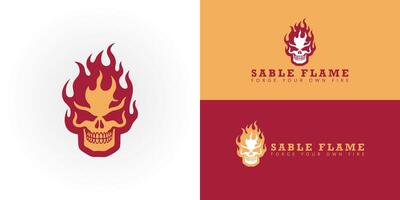 The Flaming Skull Emblem for Motorcycle and Biker Logo. The bold design features a stylized skull engulfed in dynamic flames, embodying raw power, rebellion, and fierce independence. vector