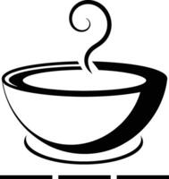 Steaming hot bowl of soup simple black and white icon vector