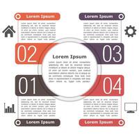 Circle infographics template with four elements, icons and text vector