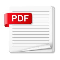 PDF file icon with red ribbon vector