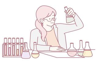 A scientist is conducting various laboratory experiments with different chemicals in a lab vector