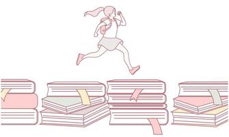 Running Over Books A Deep and Exciting Journey Through the World of Knowledge and Learning vector