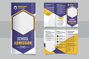 School Admission trifold Brochure Design Features Modern Layout and Editable Sections for a Unique Presentation in 2045 vector