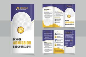 School Admission trifold Brochure Design Featuring Discount Offer and Editable Layout for Easy Customization vector