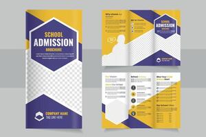 School Admission trifold Brochure Design Showcasing Editable Sections and Informative Layout for Prospective Students and Parents vector