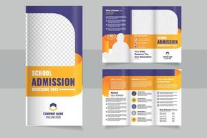 School Admission trifold Brochure 2045 Showcasing Engaging Design and Informative Layout for Prospective Students and Parents vector
