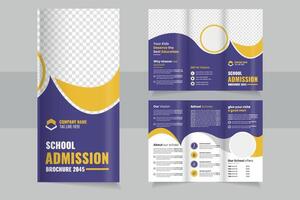 School Admission trifold Brochure Showcasing Educational Values and Programs in a Modern Design for Prospective Students in 2045 vector
