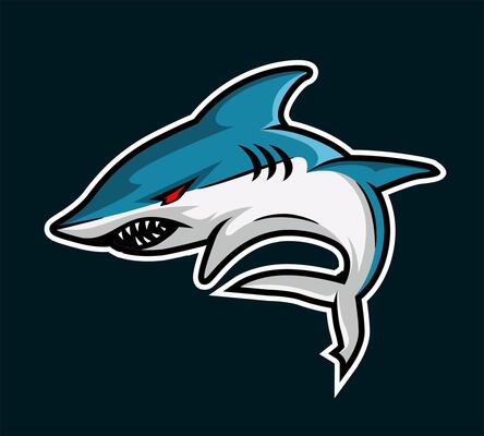 blue shark mascot logo design