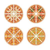 illustration of pizza varieties with different toppings vector