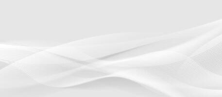 White abstract wave background with smooth flowing lines vector